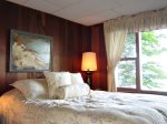 Queen bedroom with views of Lake Michigan
